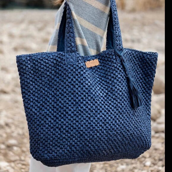 MerSea - Sun Chaser Straw Large Tote - Navy - Picture 2 of 2
